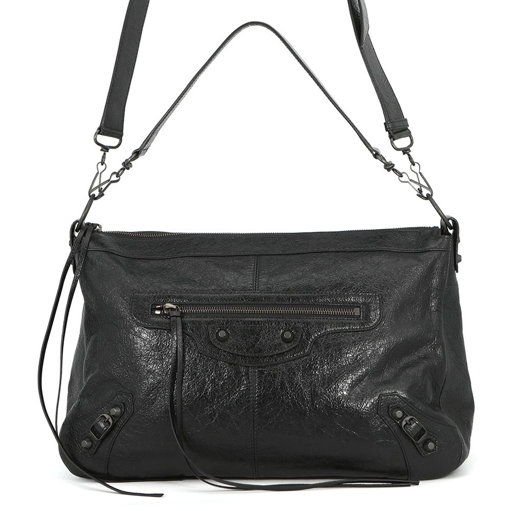 Balenciaga Le City Moto Shoulder Bag Lambskin Black